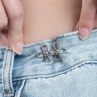 Rubuyou Hollow Four Leaf Clover เอวหัวเข็มขัด สําหรับกางเกงยีนส์กระโปรง DIY เสื้อผ้า สนาปเย็บฟรีไม่มีรอยต่อถอดออกได้-COD
