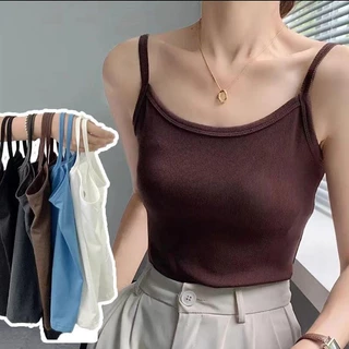 #474 เสื้อกล้ามสายเดี่ยว Cottonสีพื้นสุดน่ารัก นุ่มบาง ทอไร้ตะเข็บข้าง ใส่สบาย ซึมซับเหงื่อได้ดี ราคาถูก