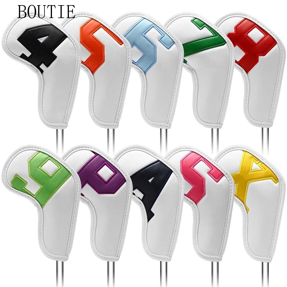 BOUTIE Golf Iron Covers 6 Clers 10 ชิ้นฝาครอบกันฝุ่น PU หนัง High-end ผู้ชายและผู้หญิง Golf Wedge Co
