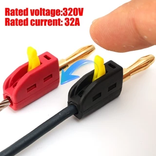 4MM Banana Plug 32A 320V High Current Quick-Connect, PA6 Nylon & Brass Audio Connector สําหรับลําโพง/Amplifier, V0 สารหน่วงไฟ, สีดําและสีแดง