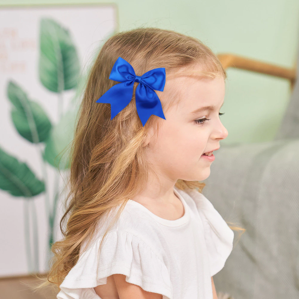 6 ชิ้น นิ้วน่ารักคราบโบว์ใหญ่คลิปผมสําหรับเด็กสาว Handmade Hairpins Barrettes Headwear อุปกรณ์เสริมผมขายส่ง thumbnail 6
