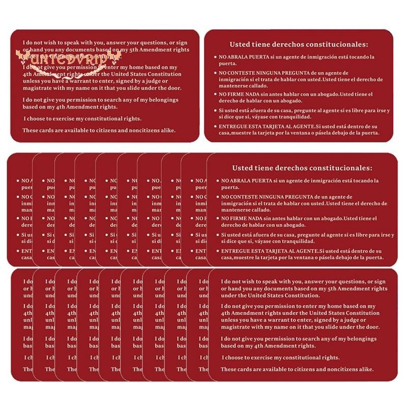 Know Your Rights Card English Spanish Constituical Rights 20PCS