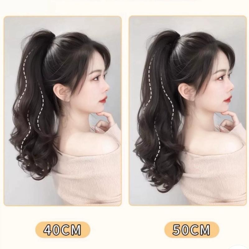 แฮร์พีชหางม้าแบบหนีบ ลอนคลายใหญ่ กิ๊ฟติดแน่น ยาว 35-45-55CM ไหมนุ่มเกรดพรีเมียม กิ๊ฟขนาดเล็กดูเป็นธรรมชาติ - รูปที่ 4