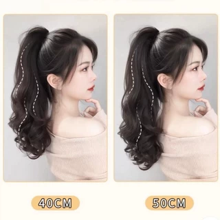 แฮร์พีชหางม้าแบบหนีบ ลอนคลายใหญ่ กิ๊ฟติดแน่น ยาว 35-45-55CM ไหมนุ่มเกรดพรีเมียม กิ๊ฟขนาดเล็กดูเป็นธรรมชาติ