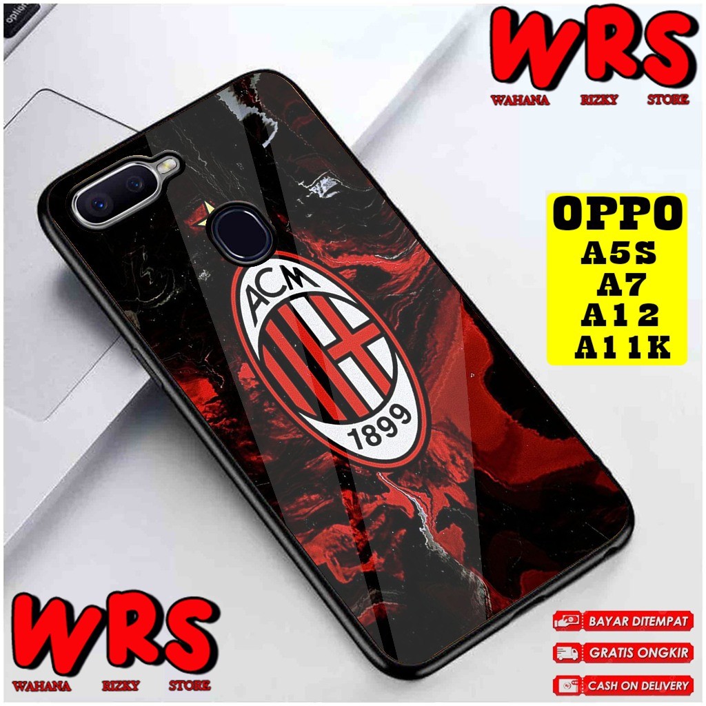 (MKC) Case OPPO A3S A1K A5S A7 A11K A12 A5 A9 2020 Motif CLUB BOLA AC MILAN Case Character, Anime, A