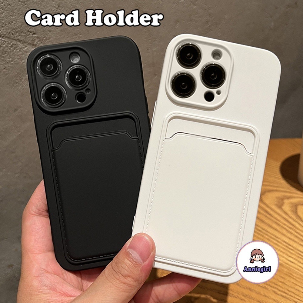 Simple Card Holder เคสโทรศัพท์กันกระแทกสําหรับ IPhone 11 17 16 14 15 Pro Max Air 16plus 12 13 ProMax Anti-drop ซิลิโคนอ่อนนุ่มโทรศัพท์ฝาหลัง