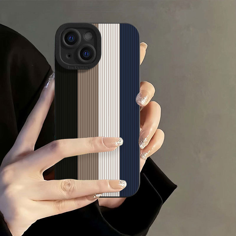บล็อกสีลายทาง iPhone Apple 15 เคสโทรศัพท์ 14promax ซิลิโคน 13 คู่ 12 รวมทุกอย่าง 11 กันกระแทก