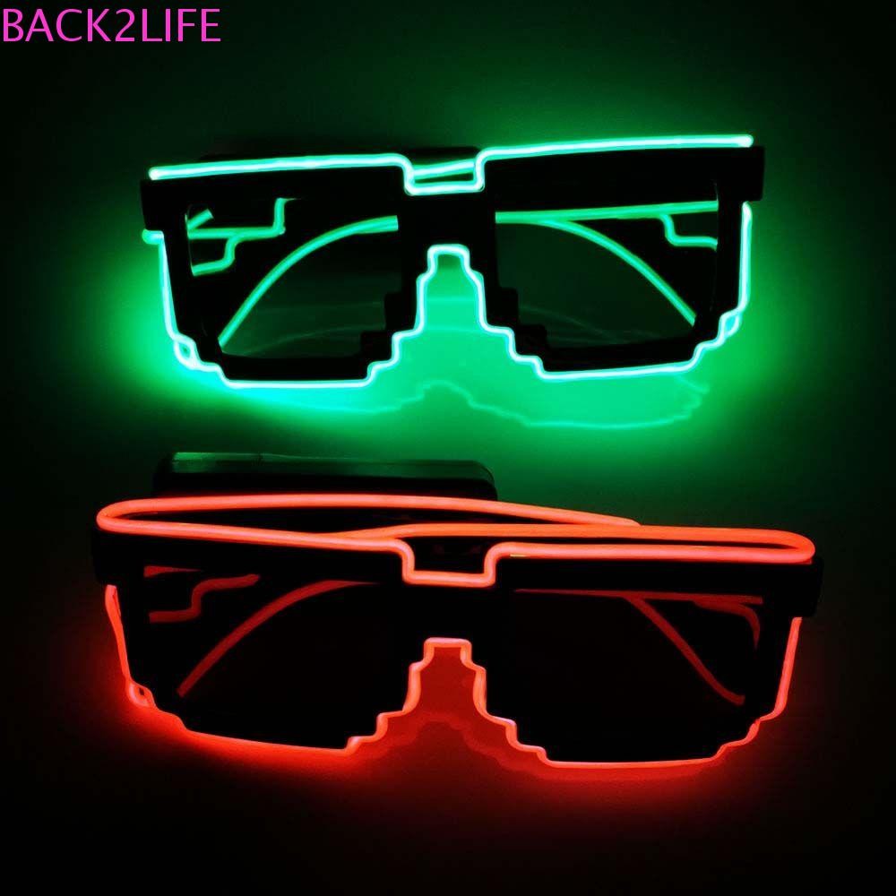 Back2life LED Luminous แว่นตา Masquerade Party สีสันแฟชั่นฮาโลวีนแว่นตา Party Props ตกแต่งคอสเพลย์เรืองแสงกระพริบโมเสคแว่นตา