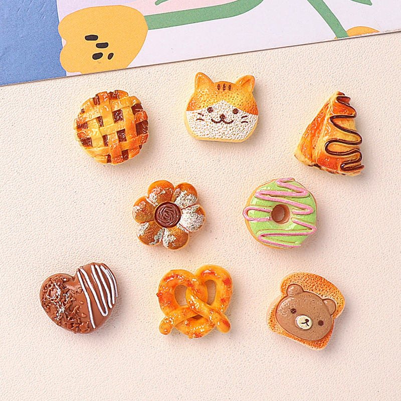 อุปกรณ์เสริมเรซิน DIY การ์ตูนเครื่องประดับขนมปังสัตว์กาวครีมกิ๊บติดผมแฮนด์เมดเคสมือถือหัวเข็มขัดรองเท้าชุดอุปกรณ์เสริม