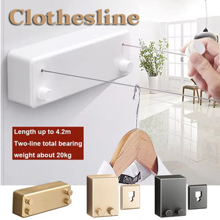 Clothesline Heavy-Duty Retractable Clothesline Stainless Steel Indoor Outdoor Clothes Line Wall Mounted Clothes Drying Clothes Drying Rack