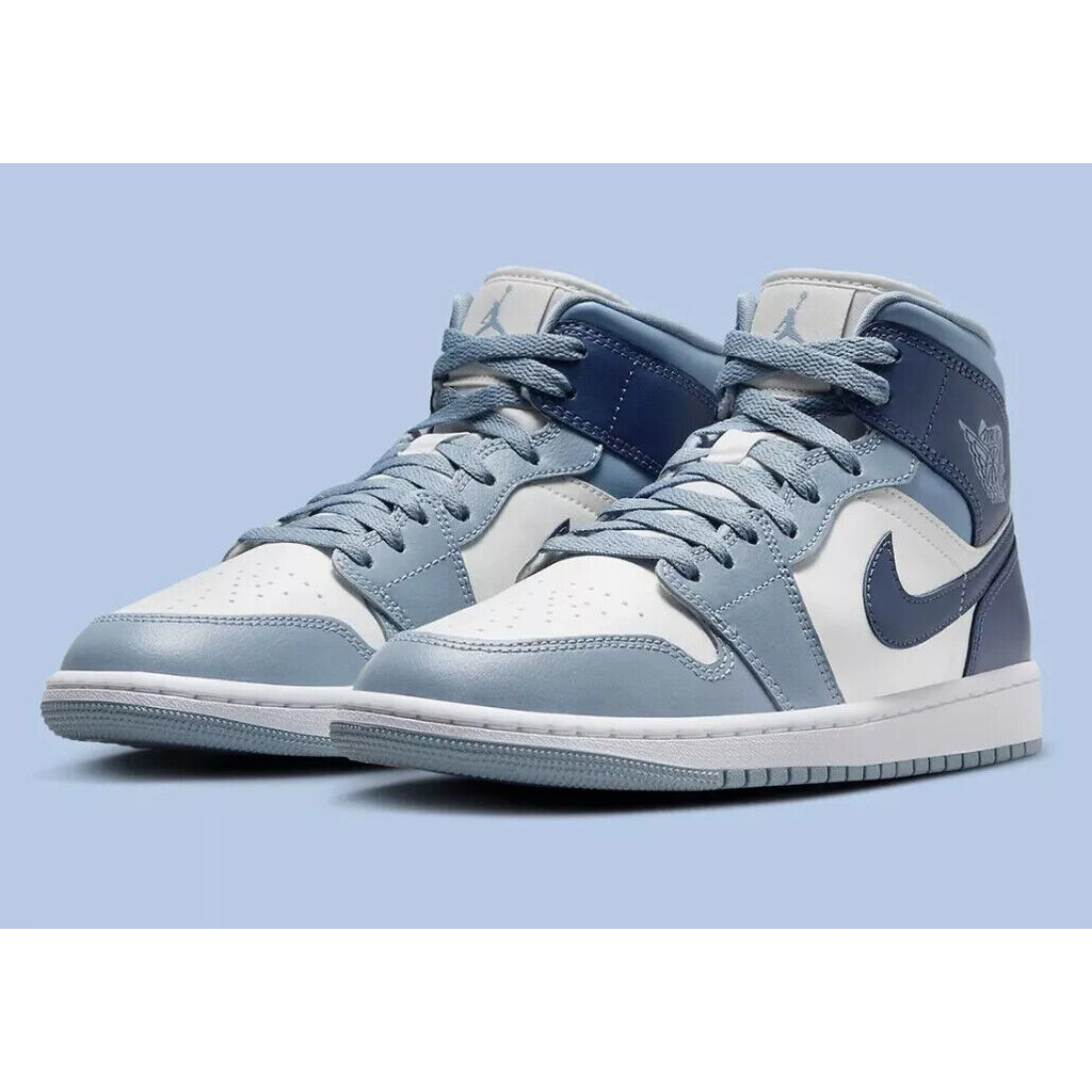 Nike Womens Air Jordan 1 Mid Diffused Blue White BQ6472-140 รองเท้าใหม่