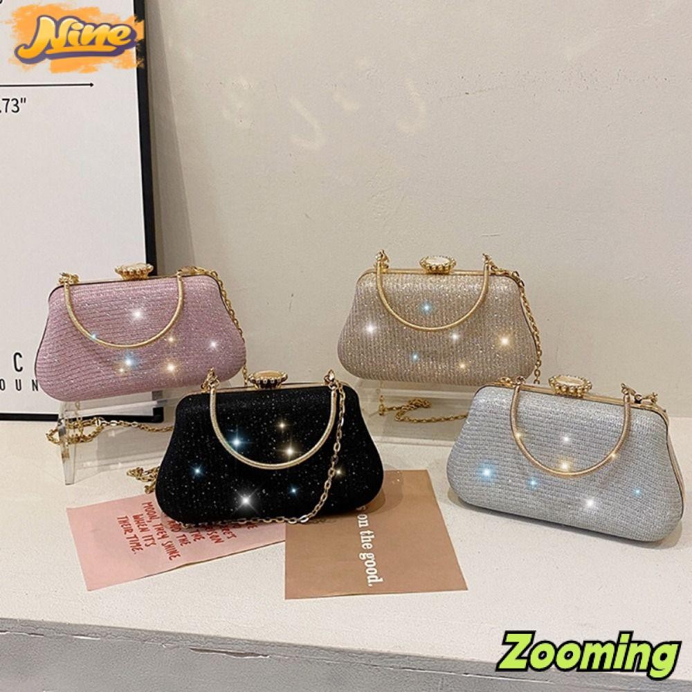 Zooming กระเป๋าราตรี, กระเป๋าสะพายโซ่ลูกปัด Rhinestones, กระเป๋าคลัทช์สะพายไหล่แฟชั่นสําหรับงานแต่งงาน