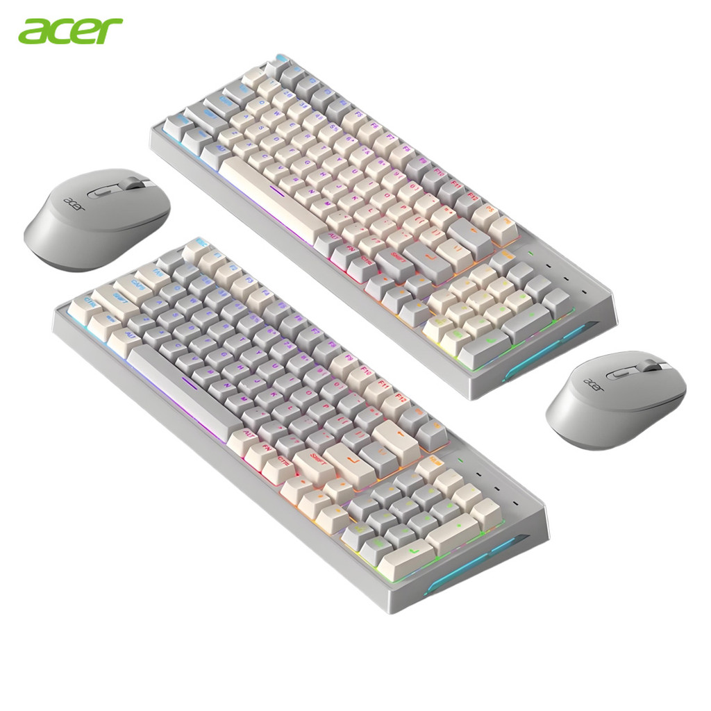 ชุดคีย์บอร์ดและเมาส์ไร้สาย Acer การเชื่อมต่อไร้สาย Bluetooth+2.4G เอฟเฟกต์แสงการชาร์จ Type-C