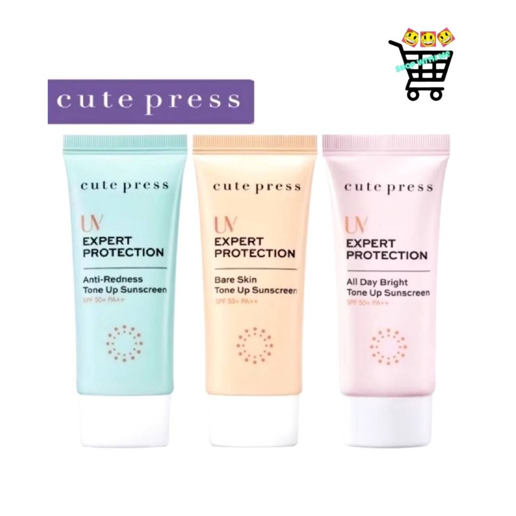 CUTE PRESS กันแดดโทนอัพ UV EXPERT PROTECTION ALL DAY BRIGHT TONE UP SUNSCREEN SPF50+ PA++ ขนาด 30ml