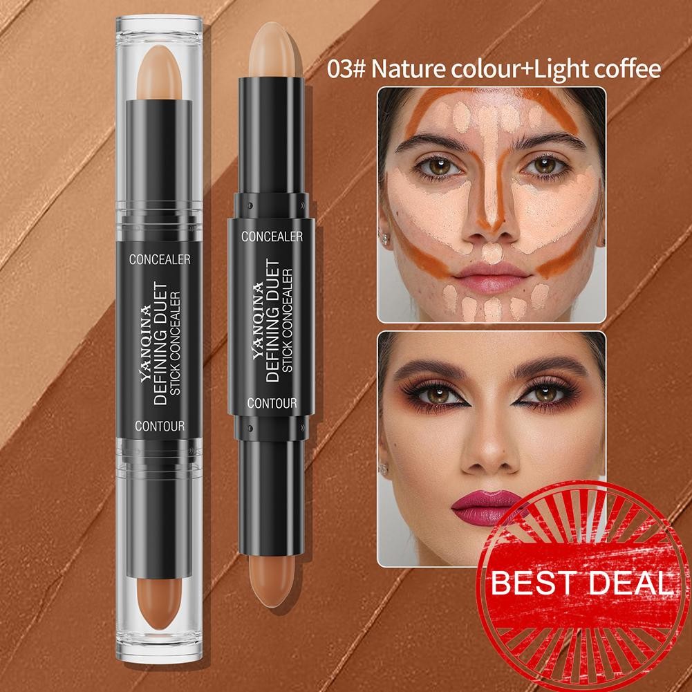 Yanqina สองหัว Contour Stick Facial Highlighter แต่งหน้า 3d Shadow Up จมูก Professional Shadow Y2g6