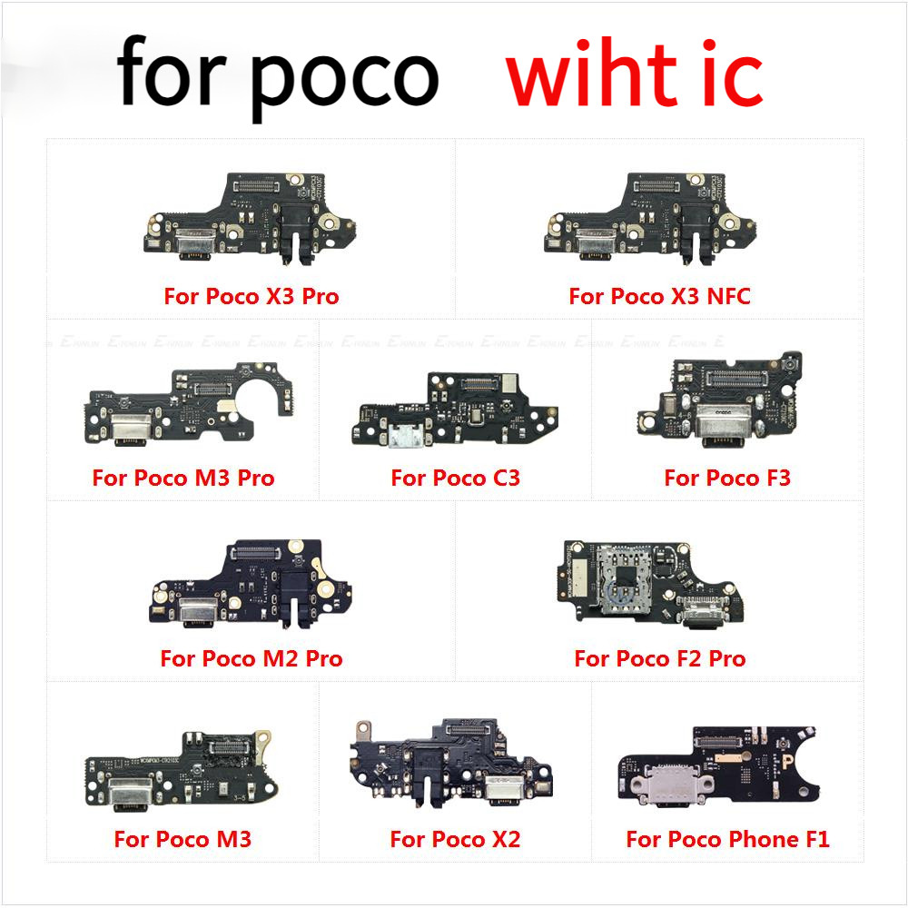 USB ชาร์จบอร์ดฐานพอร์ตบอร์ดพร้อมไมโครโฟนสายยืดหยุ่นเหมาะสําหรับ Xiaomi PocoPhone Poco C3 F1 F2 X2 X3 NFC M2 M3 M4 X4 Pro F4 M5s พร้อม IC รองรับสําหรับ fast charging