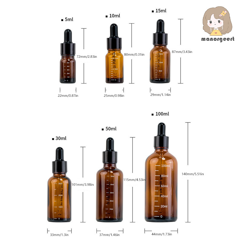 [LO] ขวดดรอปเปอร์ขนาด 5 มล.-100 มล. พร้อมสเกล Reagent Eye Drop Amber Glass ขวดปิเปตเหลวขวดรีฟิล Travel TH
