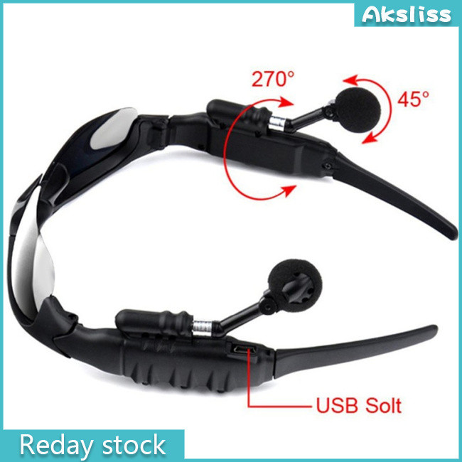 Aks แว่นตาที่รองรับบลูทูธหูฟังไร้สายสเตอริโอพร้อมไมโครโฟนแว่นกันแดดโพลาไรซ์หูฟังตัดเสียงรบกวน