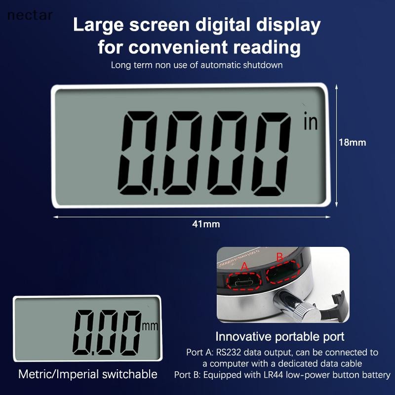 Tar 0-12.7 มม.0.01/0.001 มม.เครื่องวัดความหนาอิเล็กทรอนิกส์หน้าจอ LCD ดิจิตอลไมโครมิเตอร์วัดความหนา Precision การวัดเครื่องมือ N