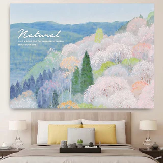 ดอกไม้สวนโมเนต์ หัวใจสาวอบอุ่น ผ้าใบตกแต่งห้องนอน ผ้าแขวน ผ้าพื้นหลังข้างเตียง การจัดห้องผ้าผนัง