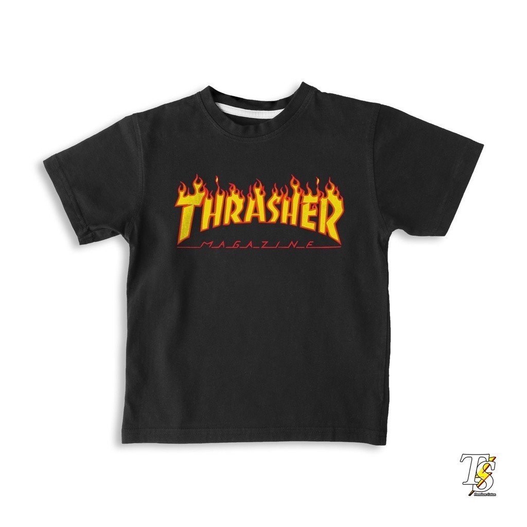 Thrasher Flame Black เสื้อยืดเด็กพรีเมี่ยมแท้ Bootleg TULSA KING Tshirt