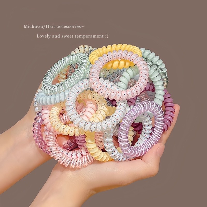 ขายส่ง เครื่องประดับผม ที่รัดผมโทรศัพท์ น่ารัก สไตล์เกาหลี แฟชั่น หลายสี 4 ชิ้นหวานสีสัน