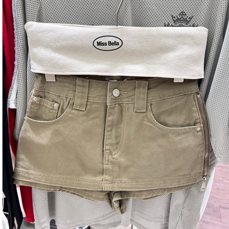 M2. Missbella WG.WE กระโปรงกางเกงยีนส์  ขาสั้นสีน้ำตาลสนิม  งานยีนส์ผ้าดีมาก