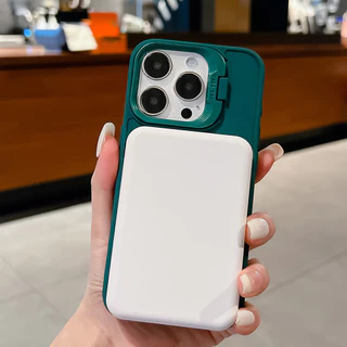 Magnetic เคสโทรศัพท์ For iPhone 11 16 17 13 15 14 12 Pro Max แก้วเลนส์ป้องกันขาตั้งแม่เหล็กกันกระแทกปลอกโปร่งใสสําหรับ