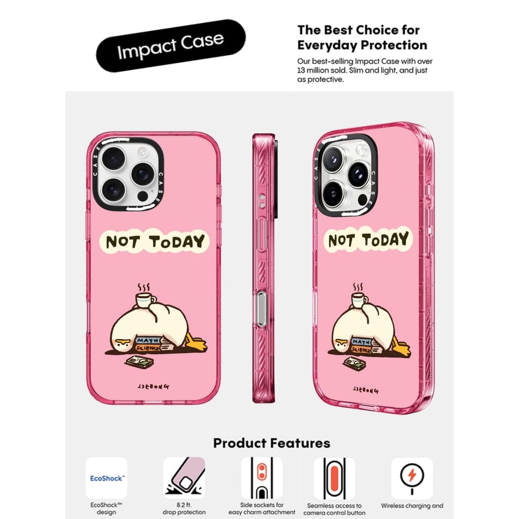 CASECASE X Not Today Case สีชมพู Fizz สี Clear Hard Magnetic ดูด Impact Case สําหรับ Apple IPhone 12
