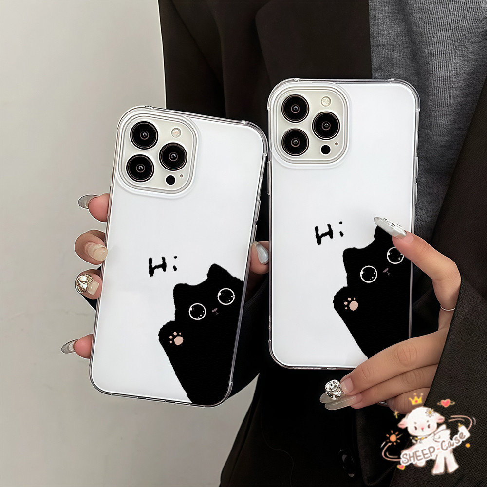 ✨ นี่ยม! ✨ เคสครีม IMD แมวขาวดำน่ารัก สําหรับIPhone16 15 13 12 11 7 8plus Pro Promax X XR XS ทนต่อการเสียดสี คุณภาพสูง ราคา ถูกที่สุด ดีลบีเคเค แกลเลอรีภาพที่ 9