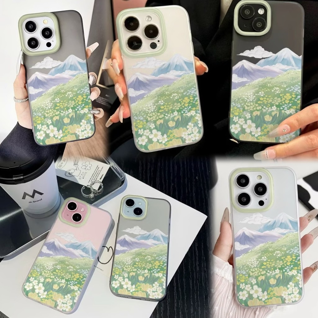 เคสกระกระแทกไอโฟน ซิลิโคนนิ่ม ลายธรรมชาติ เคสไอโฟนทุกรุ่น IP7P/8P IP11-16 ธรรมดา IP11-16 Pro/Pro max