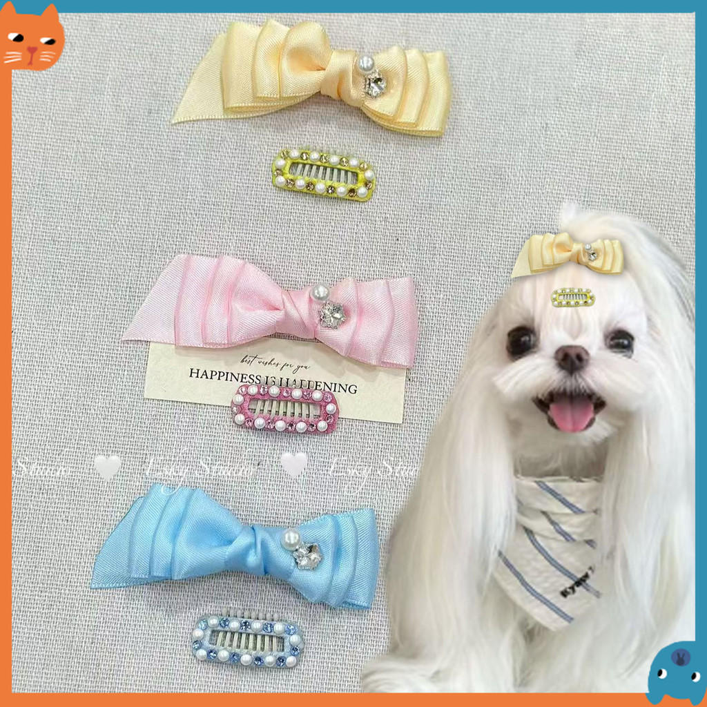 2 ชิ้น/แพ็คโบว์สัตว์เลี้ยง Headflower ชุด Malzis Yorkshire BB คลิปน่ารักอุปกรณ์เสริมผม Hairpin