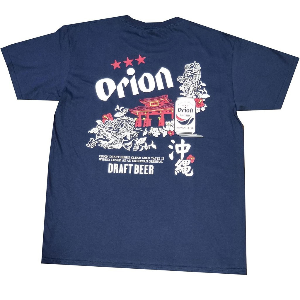 【พร้อมส่ง】Orion Beer 100% T-shirt พร้อมสต็อกแขนสั้นพิมพ์ลายมังกร Okinawa Unisex S-5XL