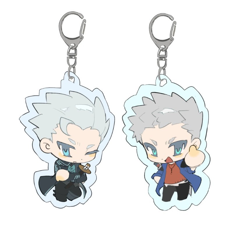 Dante KeyChain ผู้หญิง Vergil พวงกุญแจสําหรับผู้ชาย Devil May Cry แหวนกุญแจอะคริลิคพวงกุญแจรถ Party 