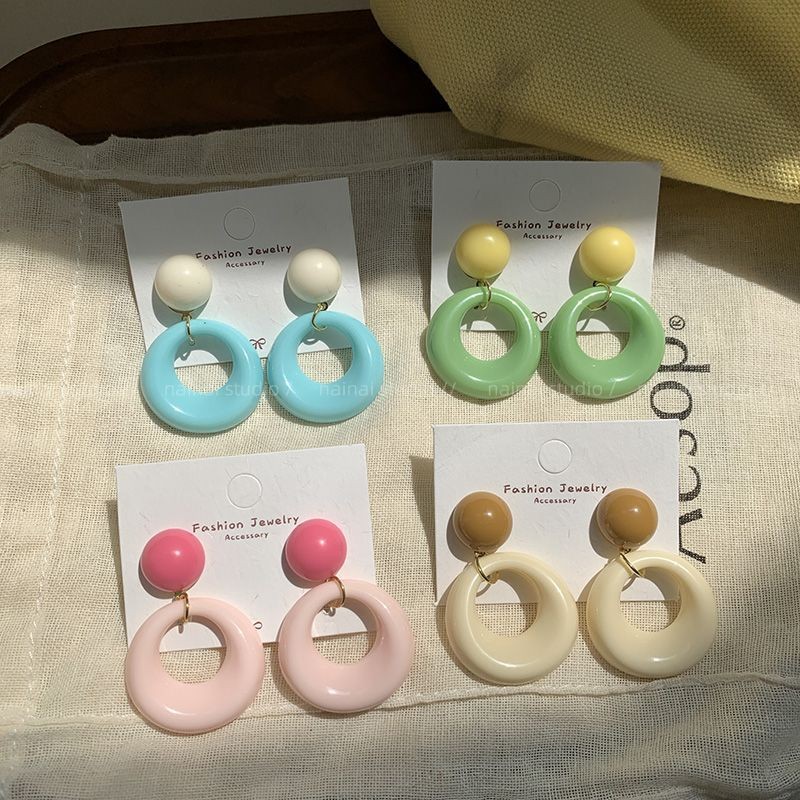 ต่างหูแบบห่วงสี dopamine ออกแบบเฉพาะ พร้อมสร้อยคออินเทรนด์