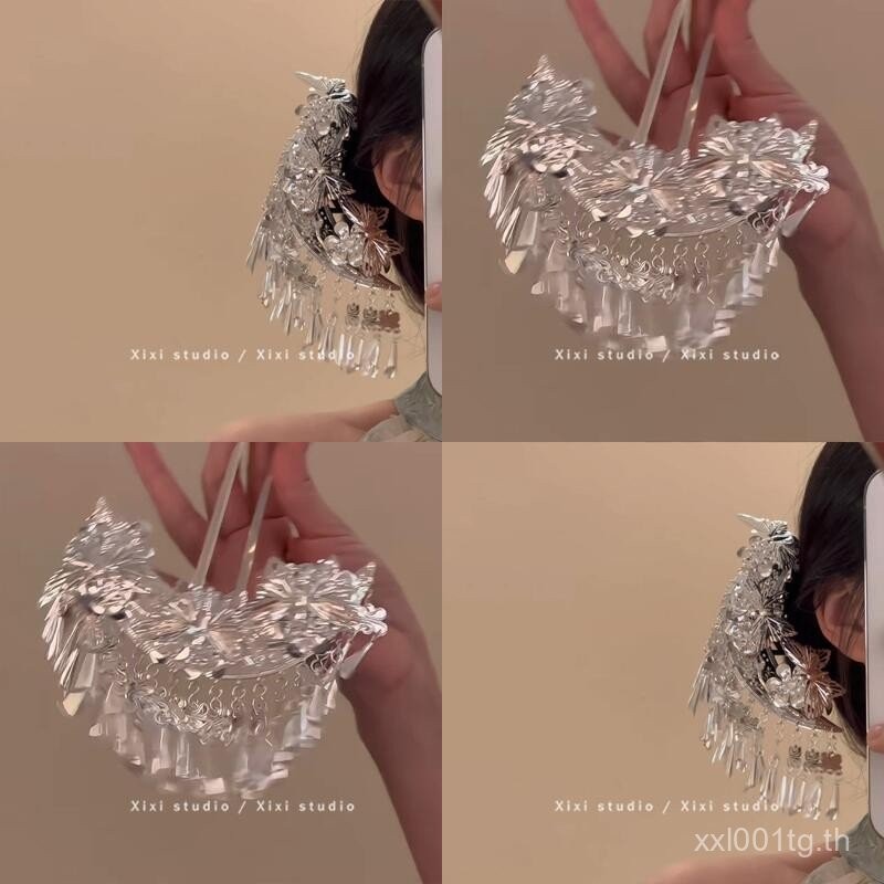 Miaojiang สาวสไตล์แปลกใหม่ Miaozuno พู่ขั้นตอนเขย่า Hairpin สไตล์ All-Match หรูหรา High-End อุปกรณ์เสริมผมหญิงผลิตภัณฑ์ใหม่ E6D