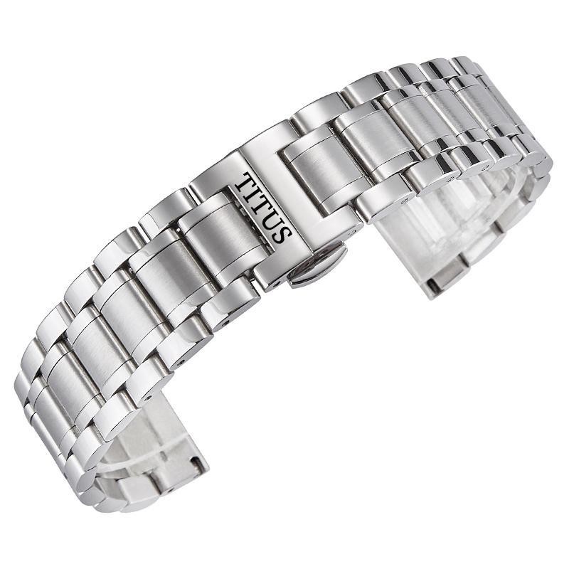 สายนาฬิกา TITUS TITUS TITUS สายเหล็กผู้ชายผู้หญิง Long-term Series สแตนเลสผีเสื้อหัวเข็มขัดนาฬิกา 20