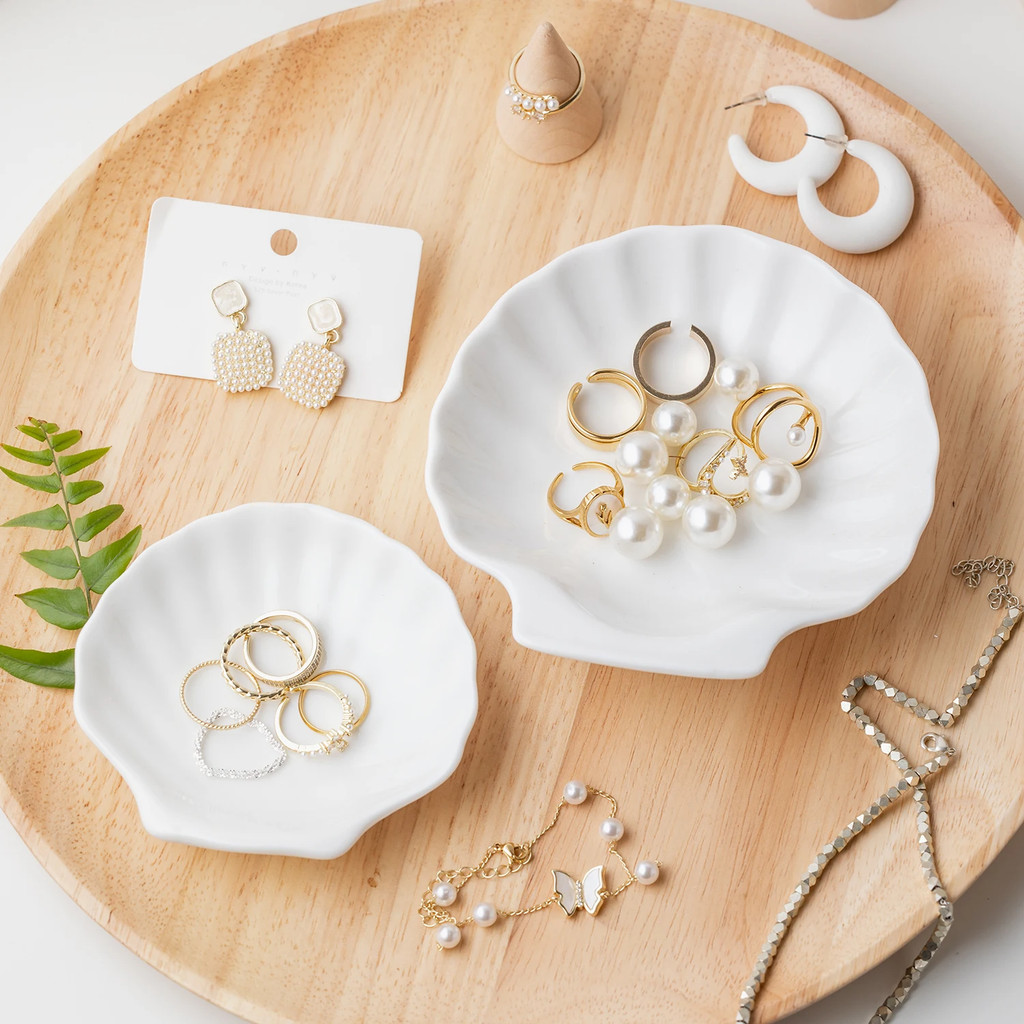 เปลือกรูปร่างจานเซรามิกจานเครื่องประดับจานขนาดเล็กสาวหัวใจเครื่องประดับยืนแสดงขนมขบเคี้ยวชามบนโต๊ะอาหาร - รูปที่ 5