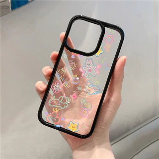 SAMSUNG ปลอกสําหรับsamsung A06 A16 A05 A05S A15 A55 A35 A26 A56 A36 A54 A12 A52 A34 5G A32 น่ารักการ์ตูนที่มีสีสันรูปแบบกันกระแทกClear Hardซิลิโคน