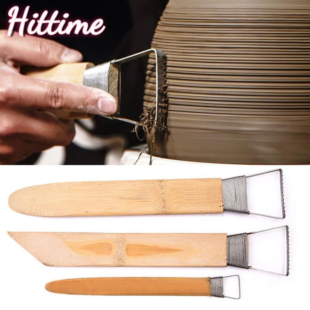 Hittime Widen ฟันเลื่อย Clay Texture เครื่องมือวาง Amending เครื่องมือเซรามิคประติมากรรม Clay พลาสติกไม้ไผ่ Handle เครื่องปั้นดินเผามือ A1D3