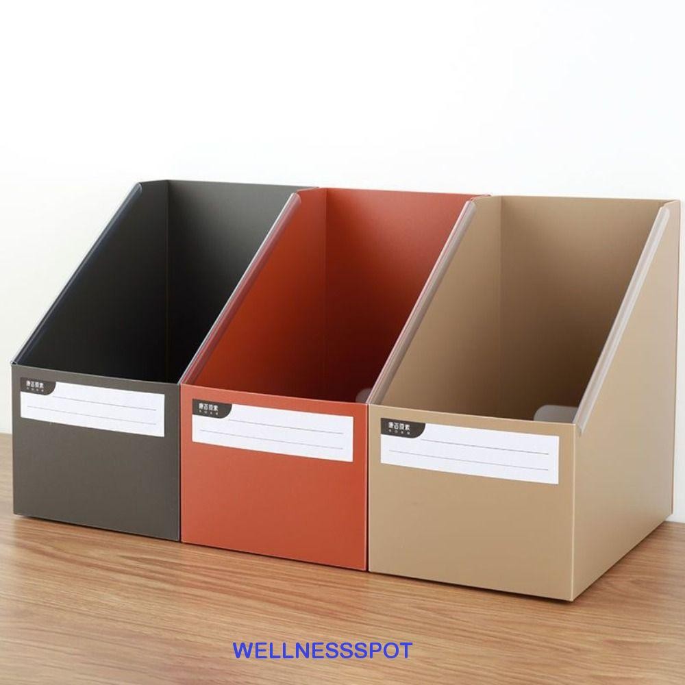 Wellnessspot กล่องเก็บหนังสือแบบพับได้, กล่องเก็บหนังสือตั้งโต๊ะกันน้ํา A4, กล่องเก็บแฟ้มเอกสารความจุขนาดใหญ่พลาสติกเรียบง่ายสํานักงาน