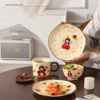 ชุดเซ็ทถ้วยจานเซรามิก ลายกาตูนน่ารัก สำหรับเป็นชุดของฝากของขวัญ ใช้ในเทสกาลต่างๆ *พร้อมส่งจากไทย