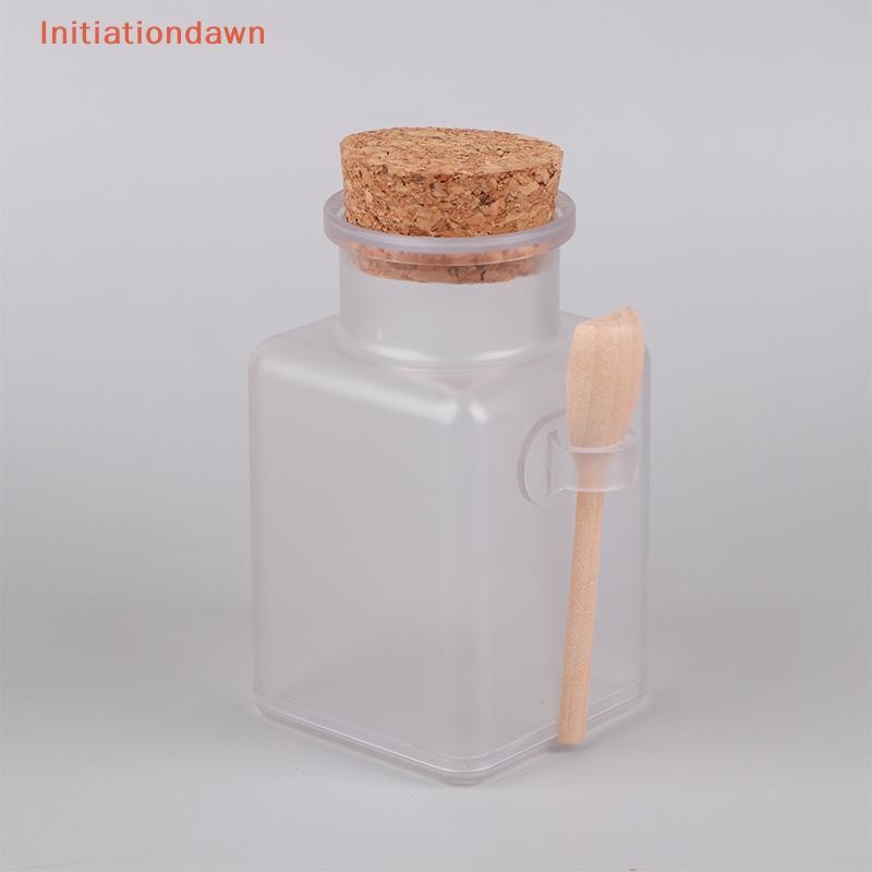 [Initiationdawn] 100-300g รีฟิล Frosted Seal Jar พร้อมช้อนไม้เกลืออาบน้ํา ABS ขวด Soft Cork Storage Stopper คอนเทนเนอร์เดินทางที่ว่างเปล่า