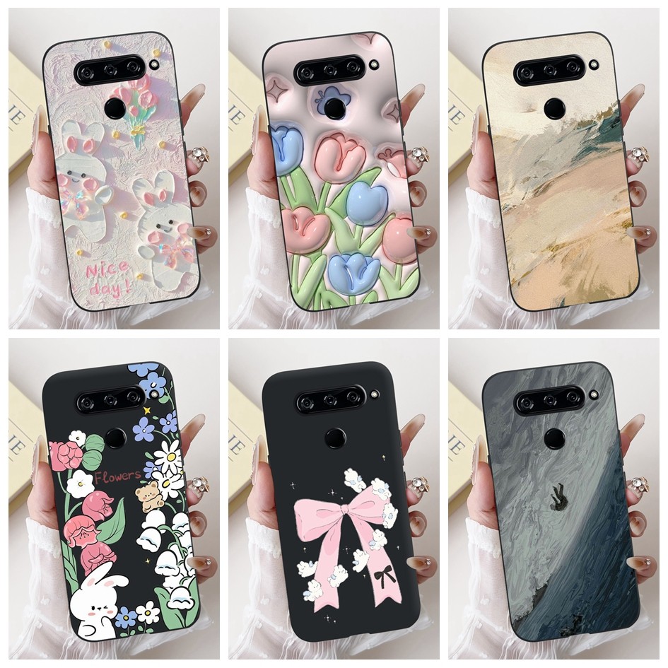 สําหรับ LG V40 ThinQ ปลอก V405QA7 V405UA ฝาครอบ Cool แฟชั่นดอกไม้รูปแบบซิลิโคนอ่อนนุ่มกันกระแทกสําหร