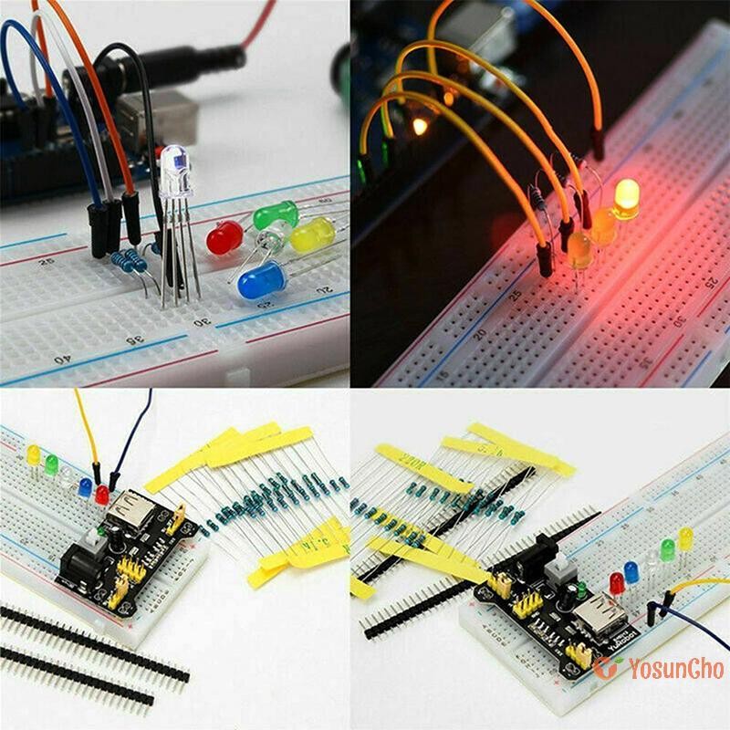 Yosuncho] DIY Starter ชุดอิเล็กทรอนิกส์ 830 Tie-points Breadboard สําหรับ Arduino UNO R3 Electronics Components Kit พร้อมกล่องใหม่