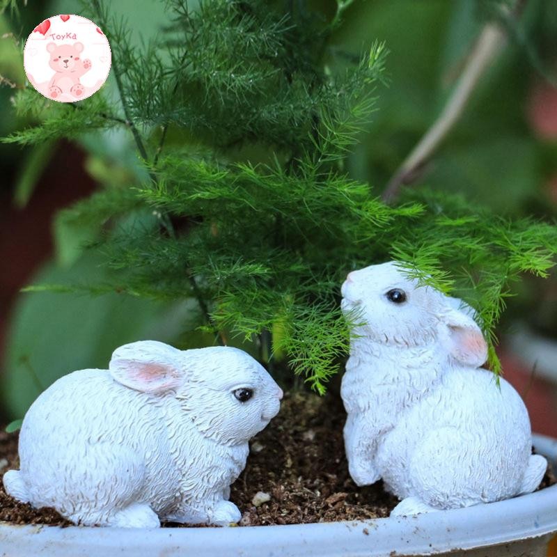 [Whbadguy] 3 รูปปั้นประติมากรรมสะสมตุ๊กตาจิ๋วงานฝีมือเรซินตัวเลขกระต่ายตุ๊กตาสําหรับตกแต่งห้อง