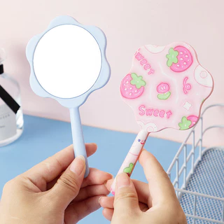 กระจกแต่งหน้า ลายดอกไม้ แบบพกพา ขนาดเล็ก diy 6 สีให้เลือก