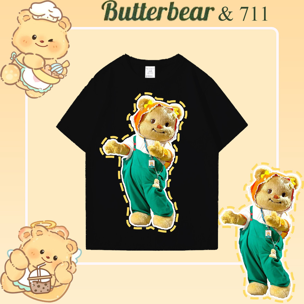 Butterbear & 711 ผ้าฝ้าย แขนสั้น เสื้อยืด Cotton Tshirt Unisex Tshirt Short Sleeve T-shirt  Size【S-5