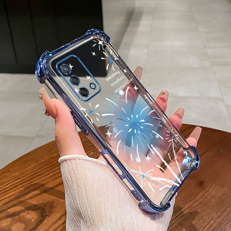 กันกระแทก เคสสําหรับ OPPO A74 4G A95 4G A74 5G TPU เคสโทรศัพท์ 2025 Love ดอกไม้ไฟรูปแบบ High end ป้องกัน SoftCase