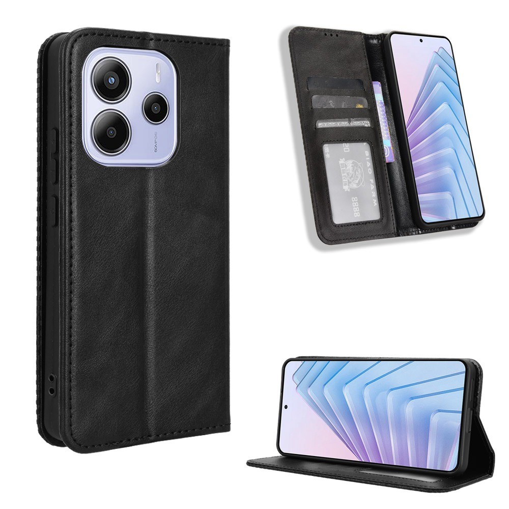 ปลอก Redmi Note 14 4G Vintage Flip Cover Magnetic Business Wallet Case PU Leather Cases Card Holder Stand